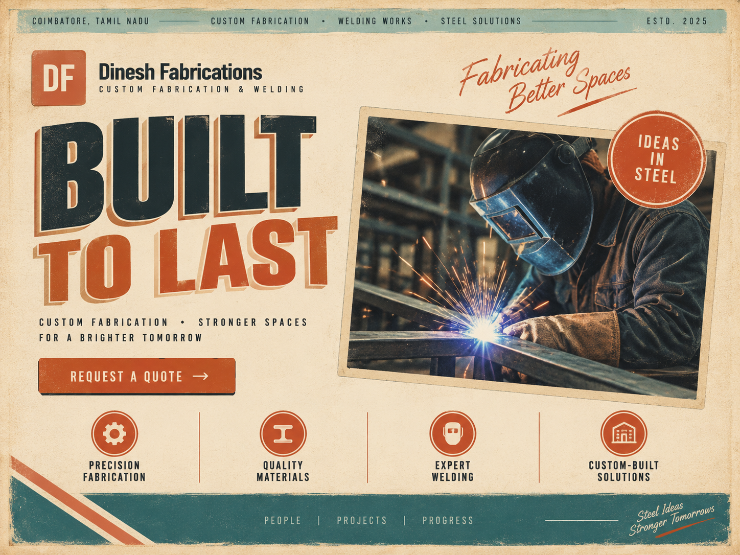 Dinesh Fabrications metalcraft and welding workshop website preview