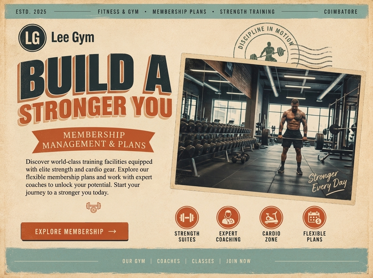 Lee Gym strength club website featuring membership management and membership plans